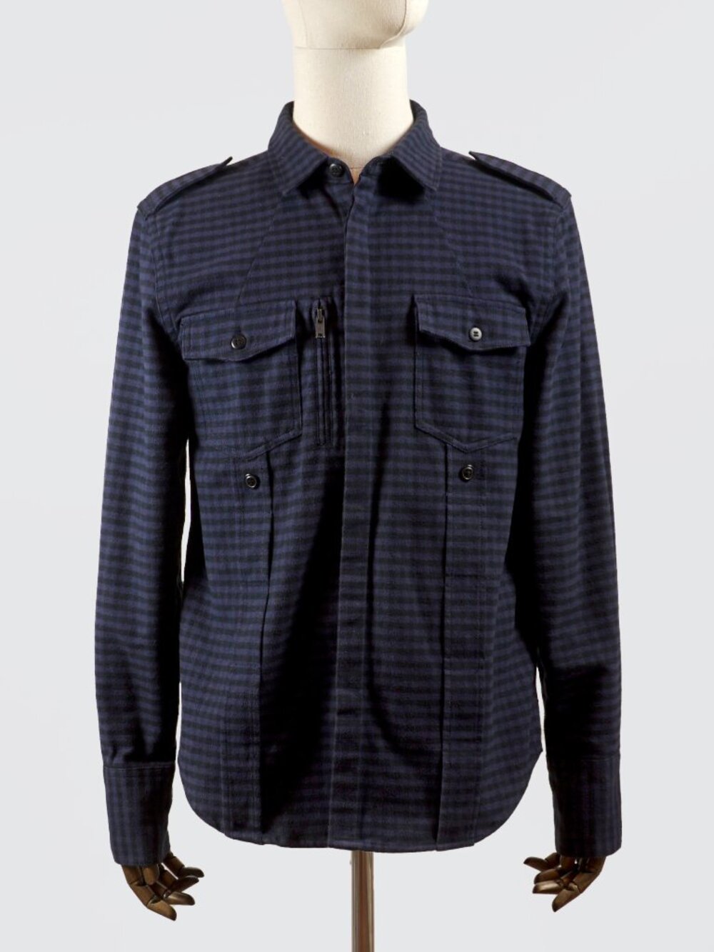 7 For All Mankind/ Checked Military Button-Up Shirt/ Size M/ Like New
